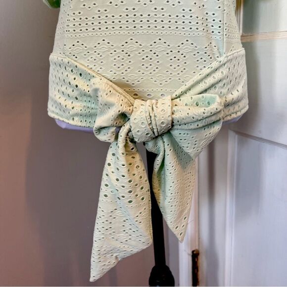 Elegant Eyelet Tie-Front Blouse - Picture 1 of 12